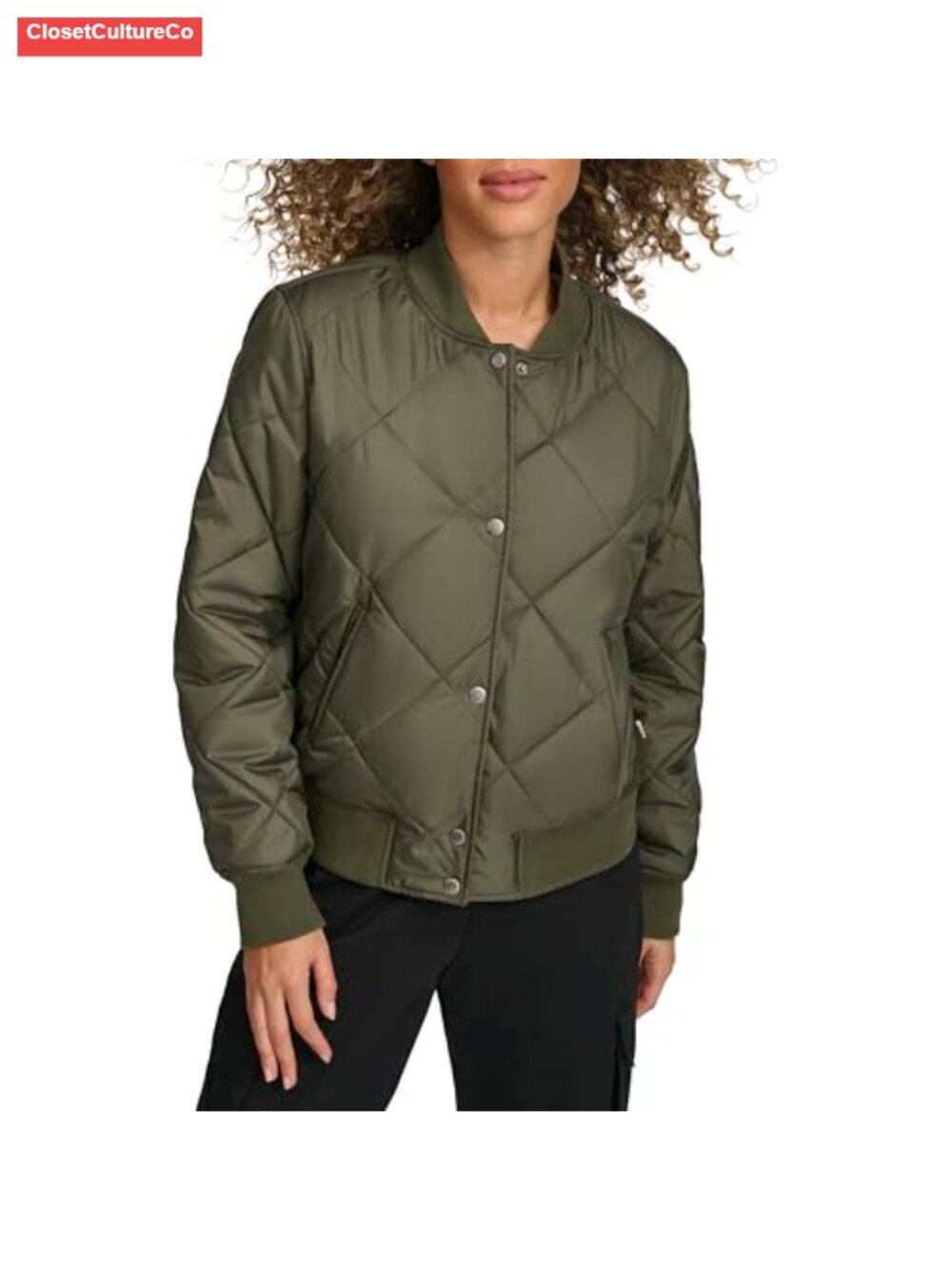 Diamond Quilted Sherpa Lined Bomber Jacket
